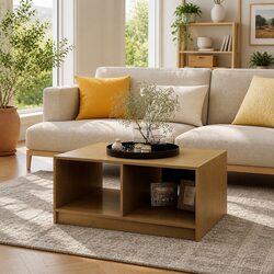 Brown Modern Solid Pinewood Coffee Table for Living Rooms