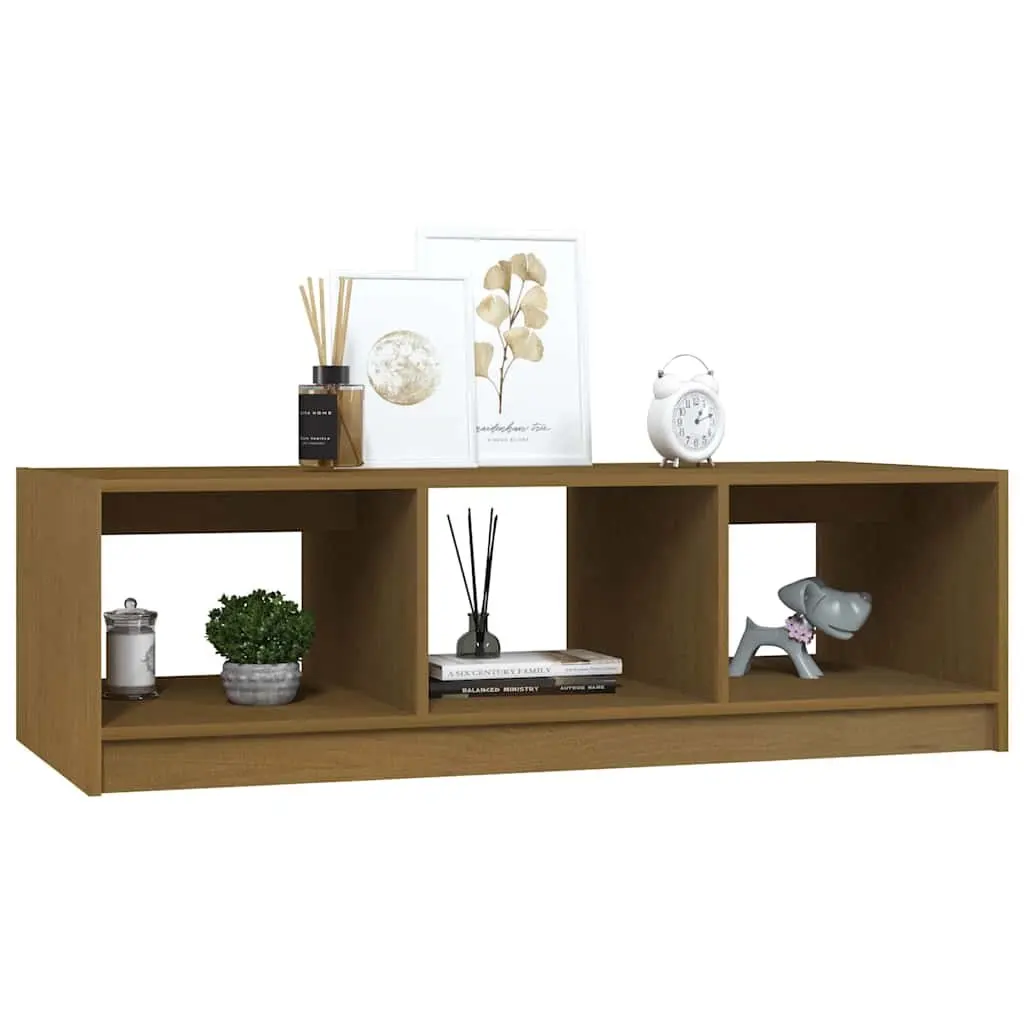 Honey Brown Solid Pinewood Coffee Table for Living Room