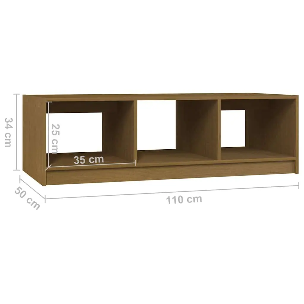 Honey Brown Solid Pinewood Coffee Table for Living Room