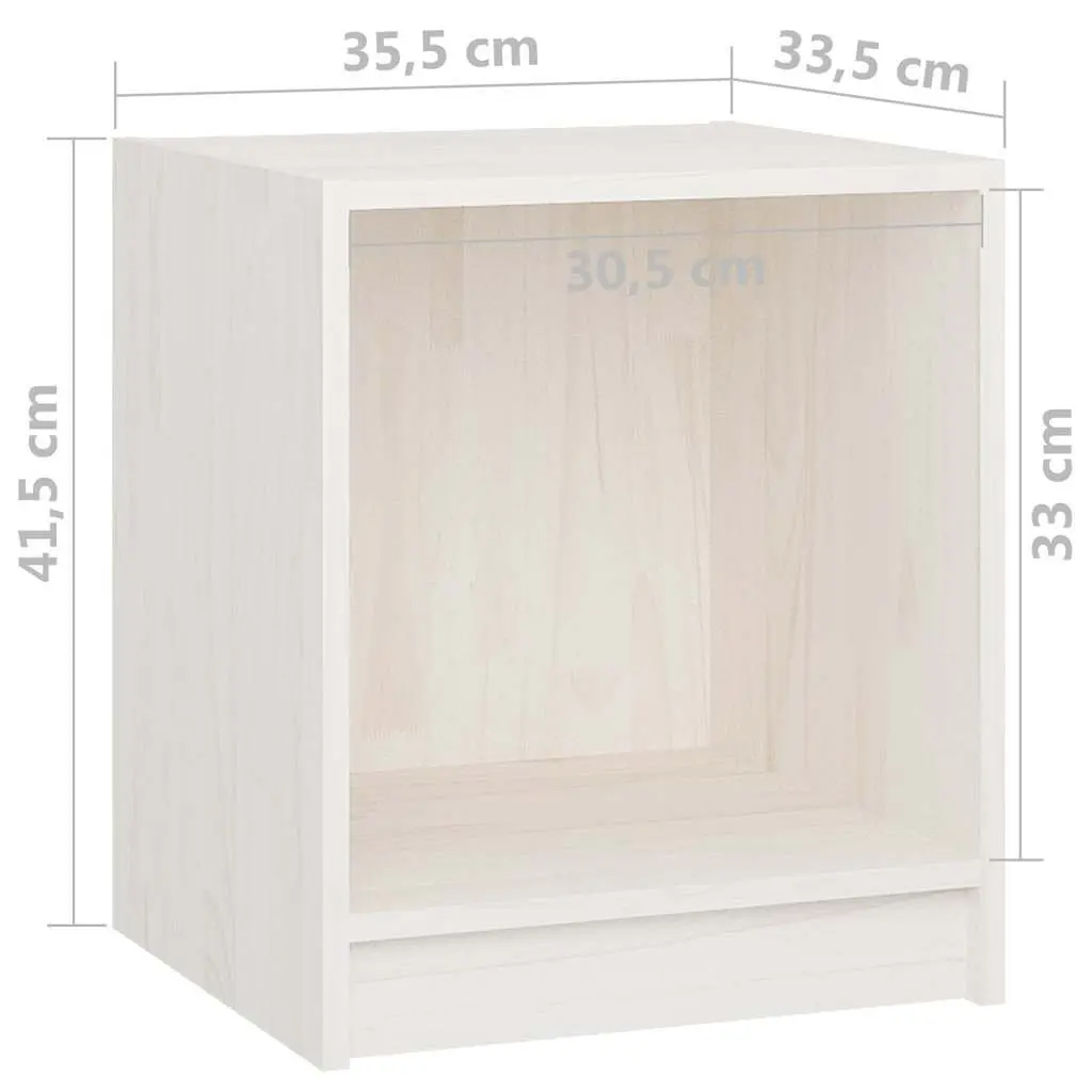 Bedside Cabinets 2 pcs White Storage Nightstand Solid Wood Bedroom Furniture
