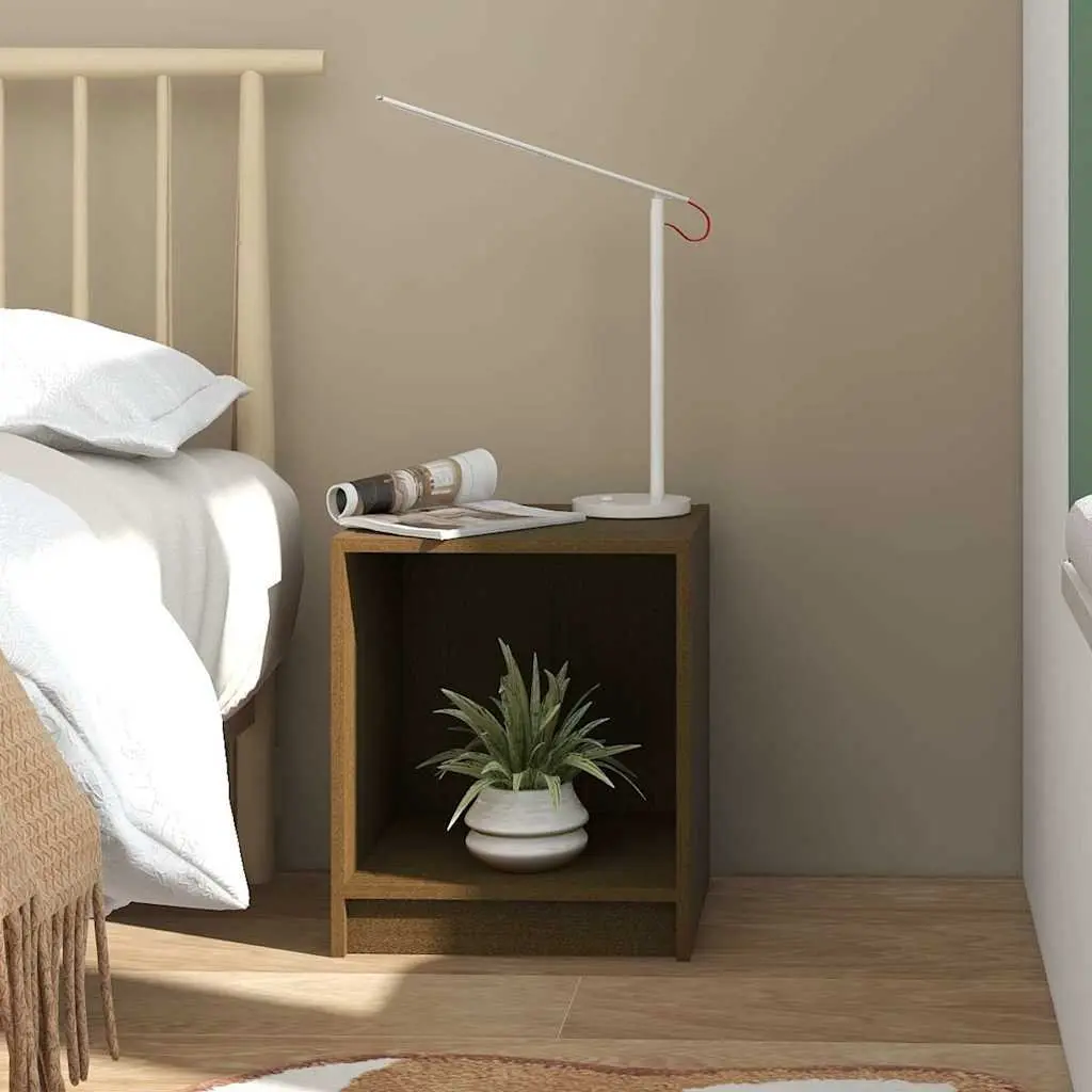 Bedside Cabinets 2 pcs Honey Brown Solid Pinewood Nightstand Storage