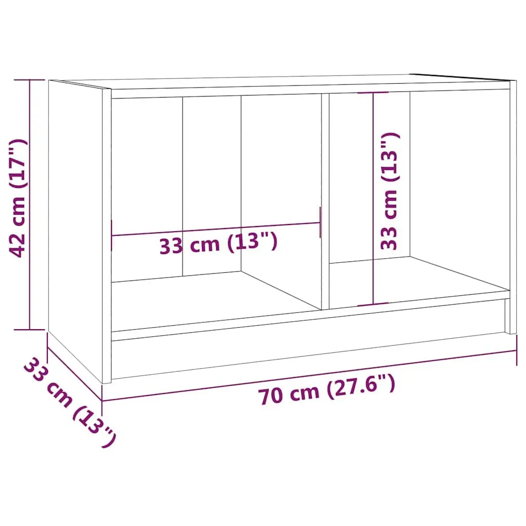 TV Cabinet 70x33x42 cm Brown Solid Pinewood Storage Unit Living Room Furniture