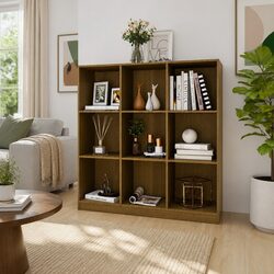 Pinewood Book Cabinet Room Divider in Honey Brown