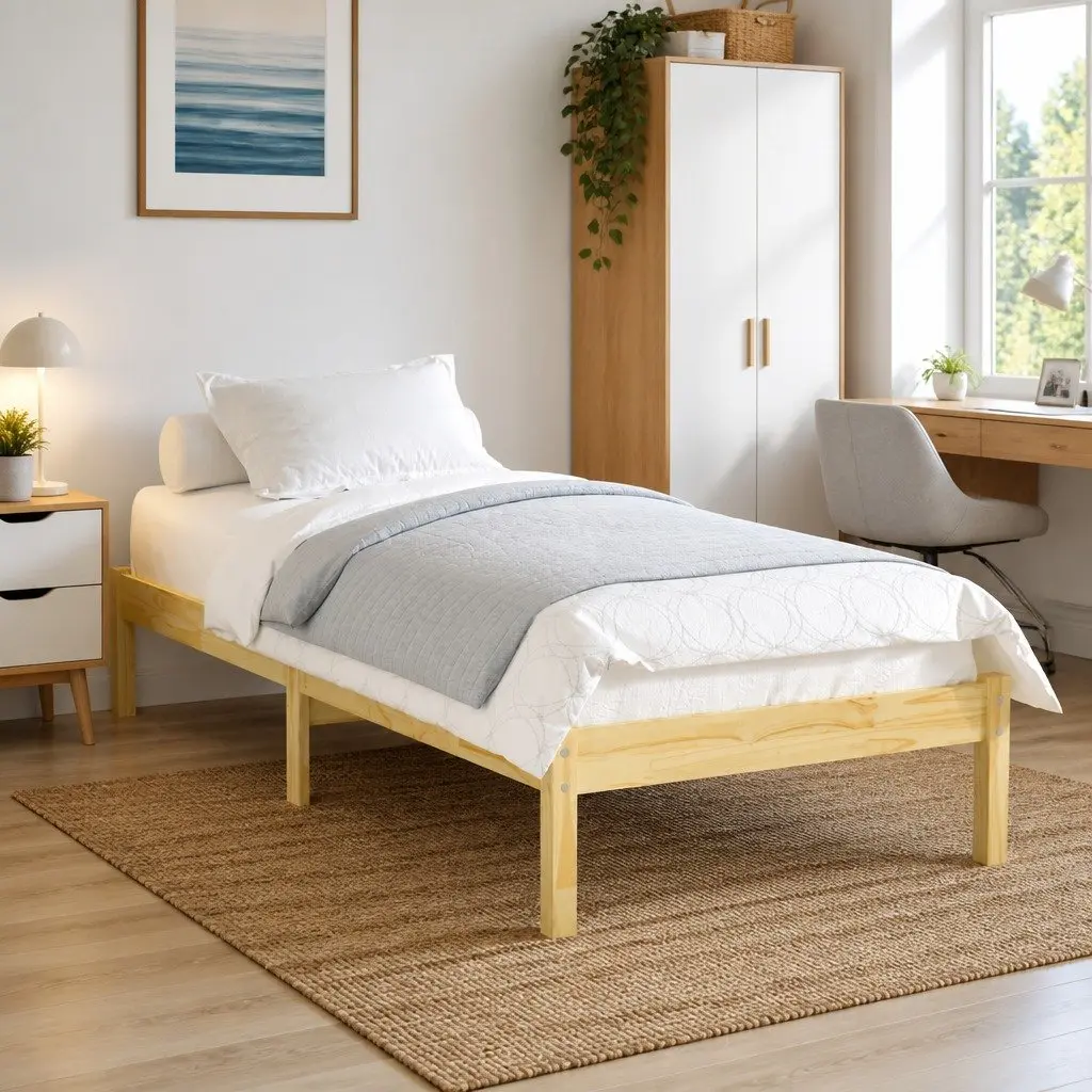 Solid Pinewood Bed Frame 90x190 cm Brown