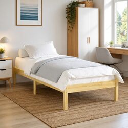 Sturdy Solid Pinewood Bed Frame 90x190 cm Brown