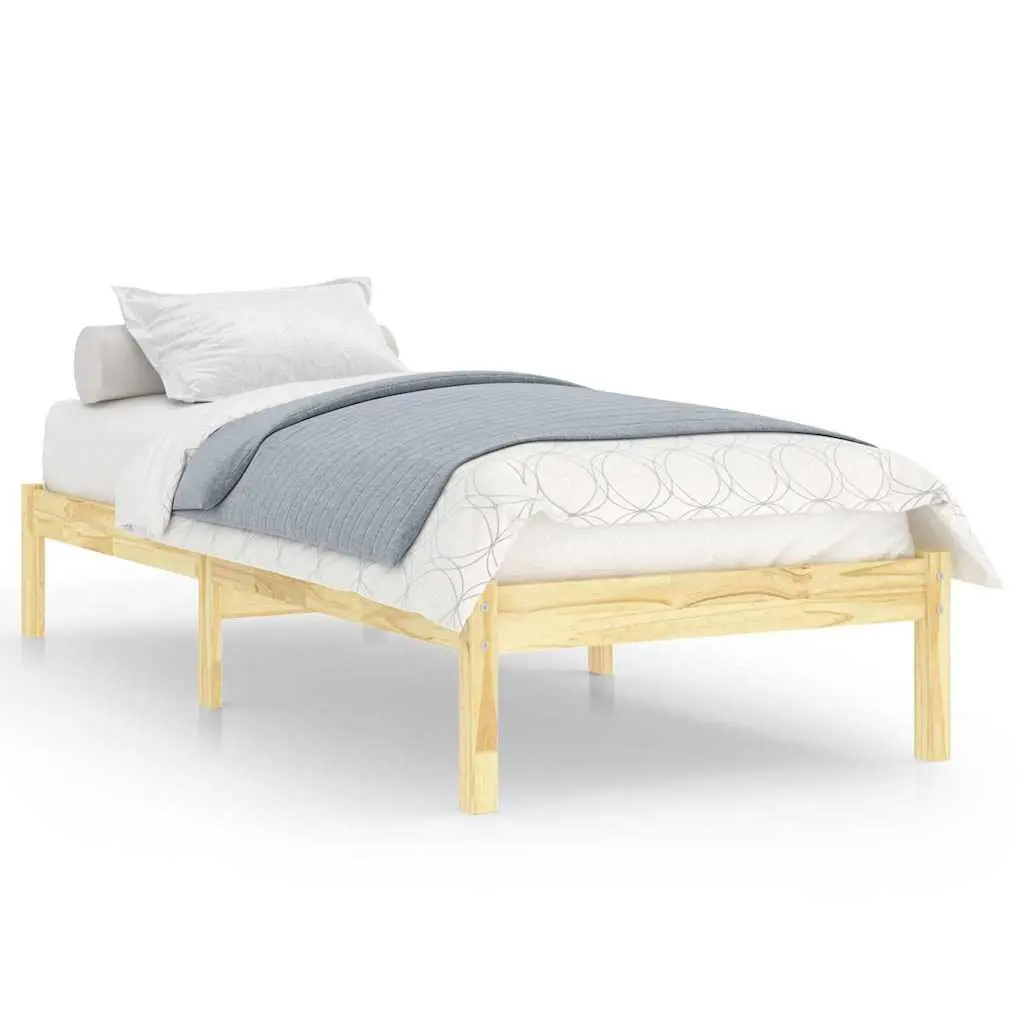 Solid Pinewood Bed Frame 90x190 cm Brown