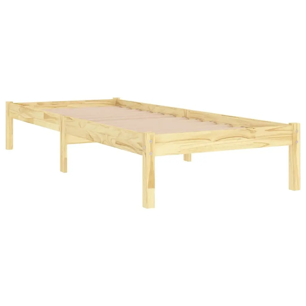 Solid Pinewood Bed Frame 90x190 cm Brown