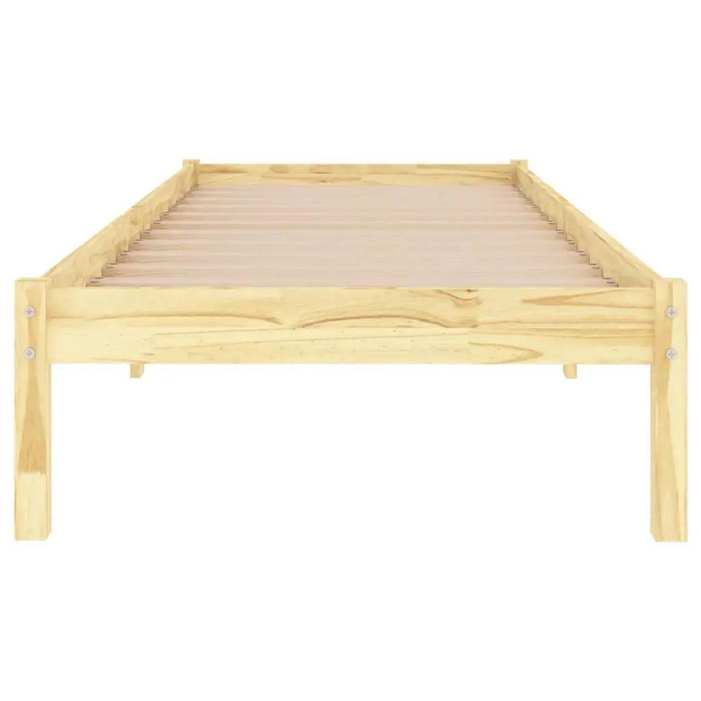 Solid Pinewood Bed Frame 90x190 cm Brown