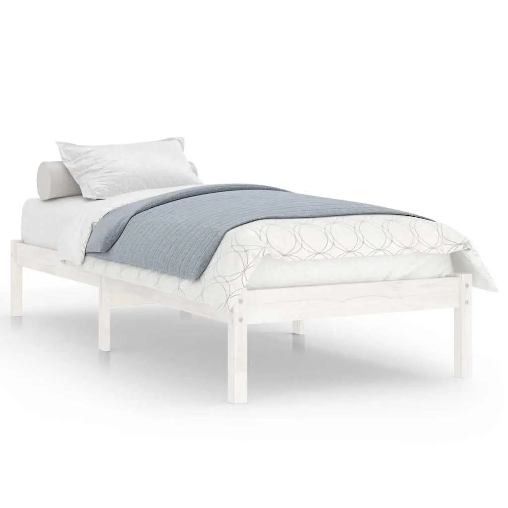 White Pinewood Bed Frame 90x190 cm with Slats