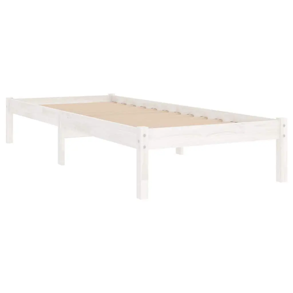 White Pinewood Bed Frame 90x190 cm with Slats