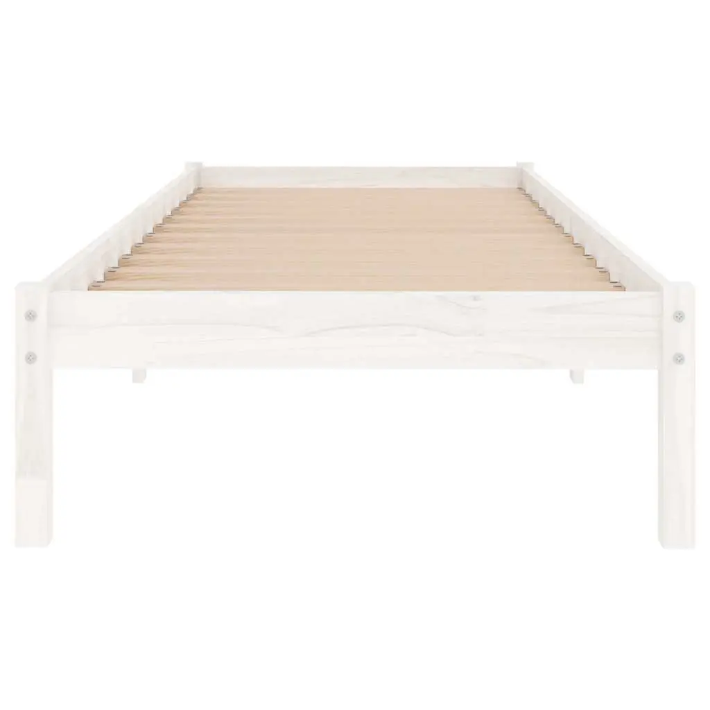 White Pinewood Bed Frame 90x190 cm with Slats