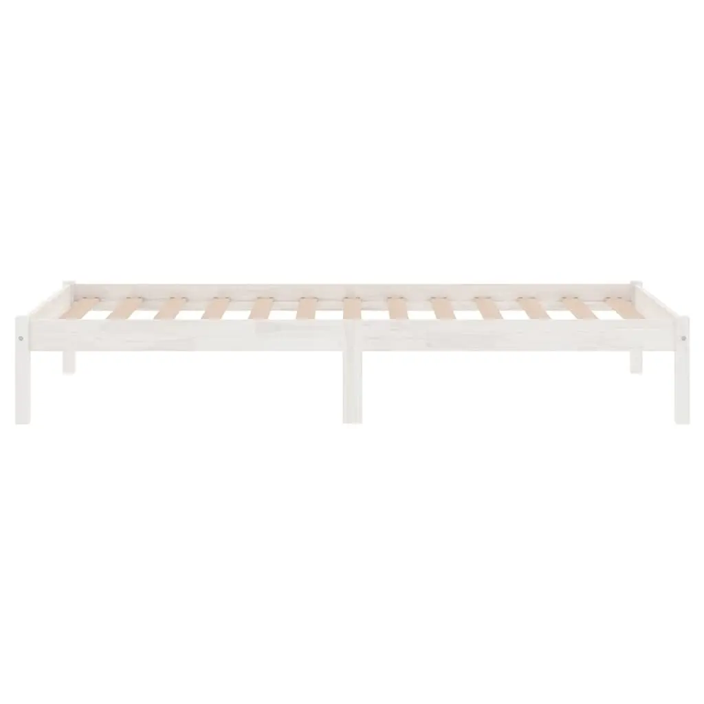 White Pinewood Bed Frame 90x190 cm with Slats