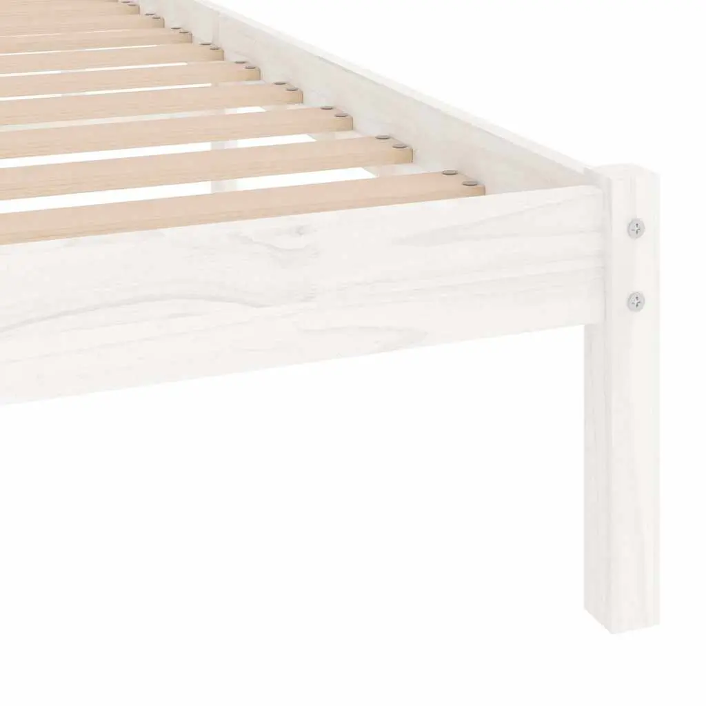 White Pinewood Bed Frame 90x190 cm with Slats