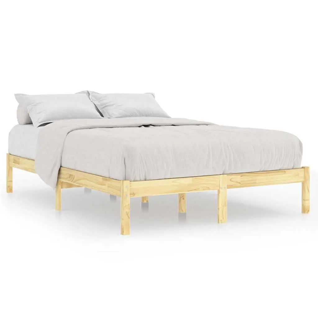 Brown Solid Wood Bed Frame 135x190 cm with Slatted Base