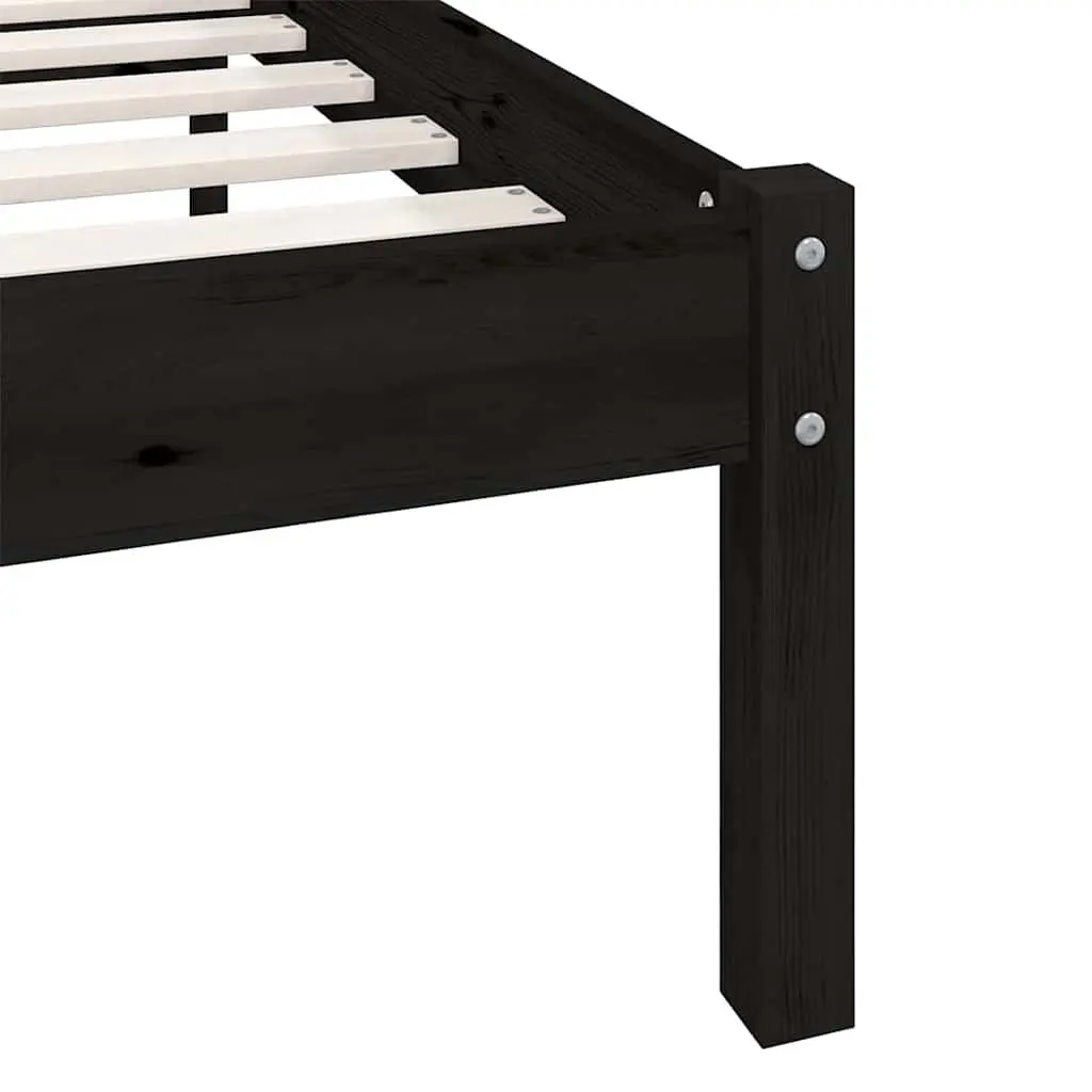 Black Solid Wood Pine Bed Frame for Queen Size