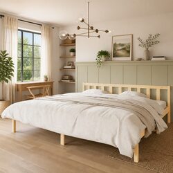 King Size Solid Wood Bed Frame in Brown - 183x203cm