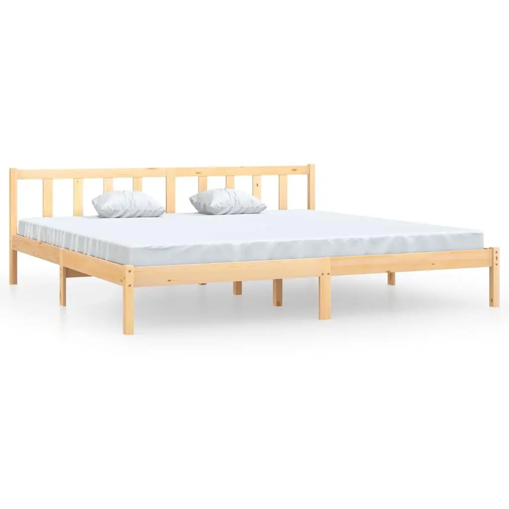 Solid Wood Bed Frame King Size 183x203cm Brown Bedroom Furniture Wooden Base