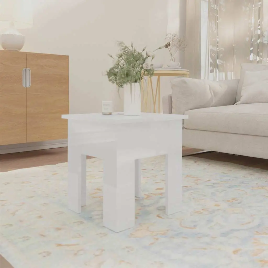 White High Gloss Coffee Table Modern Living Room Accent Furniture 40x40x42cm