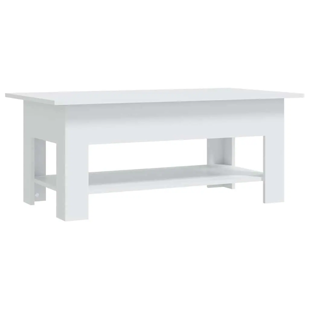 White Coffee Table with Two-Tier Storage