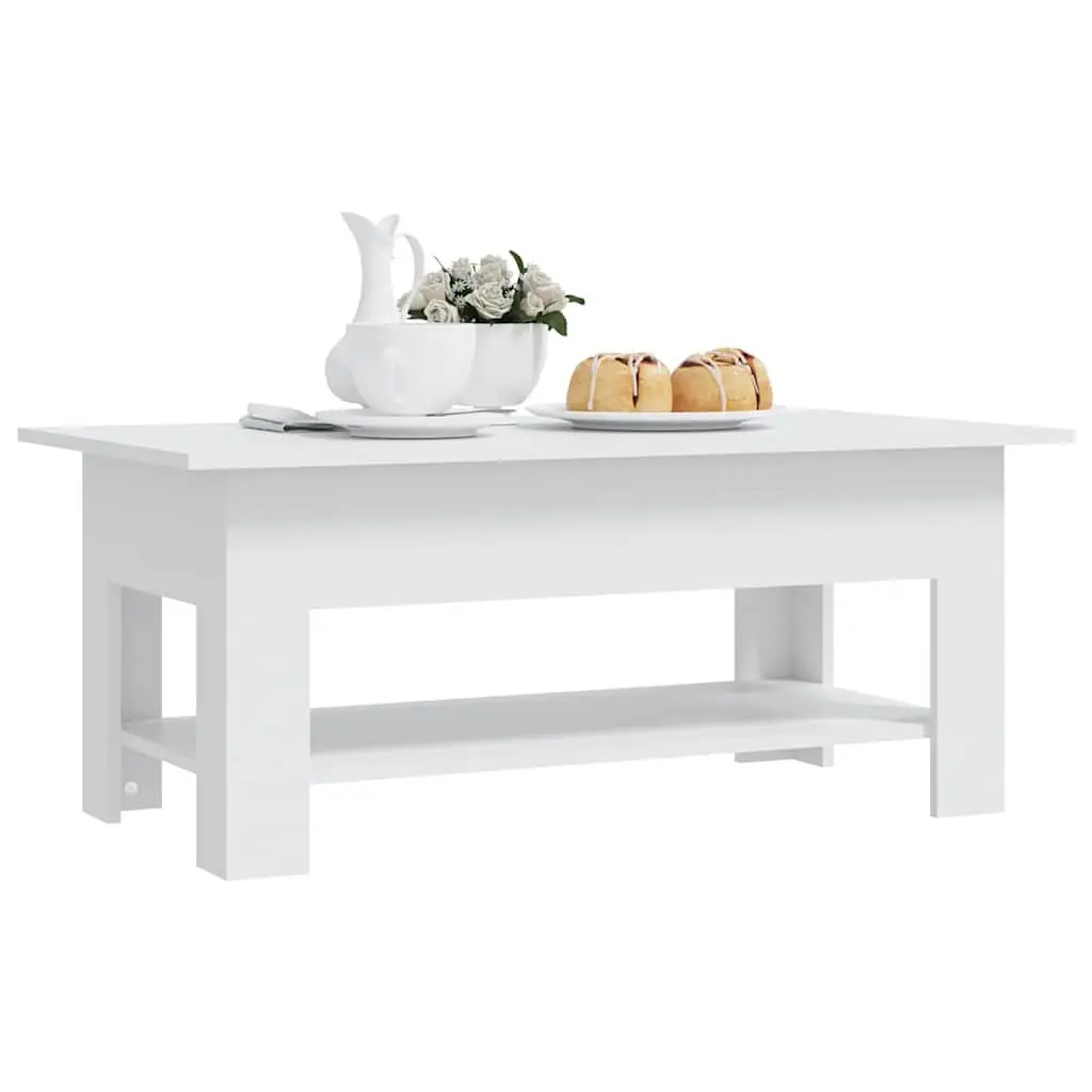White Coffee Table with Two-Tier Storage