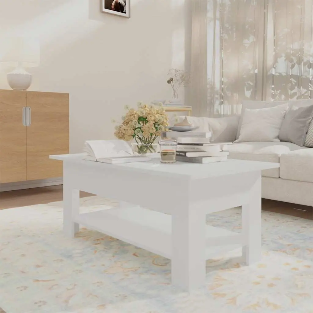 White Coffee Table with Two-Tier Storage
