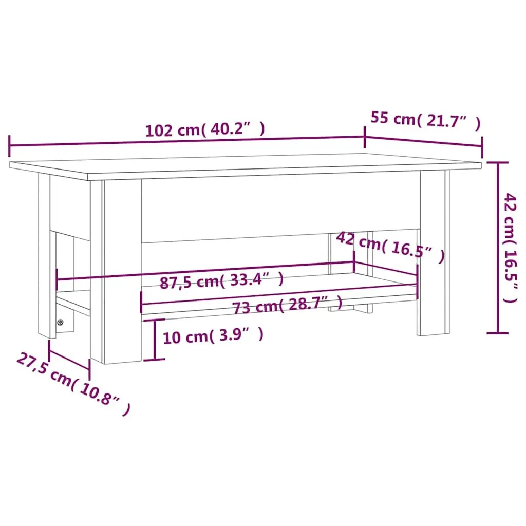 White Coffee Table with Two-Tier Storage