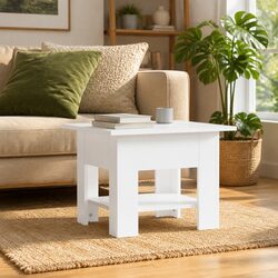 Stylish White Coffee Table with Storage Shelf