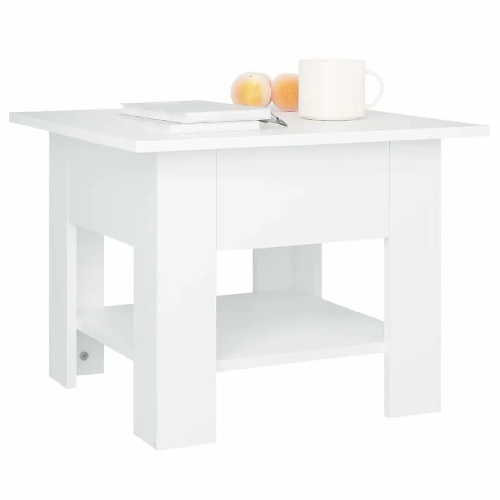 White Coffee Table with Storage Shelf