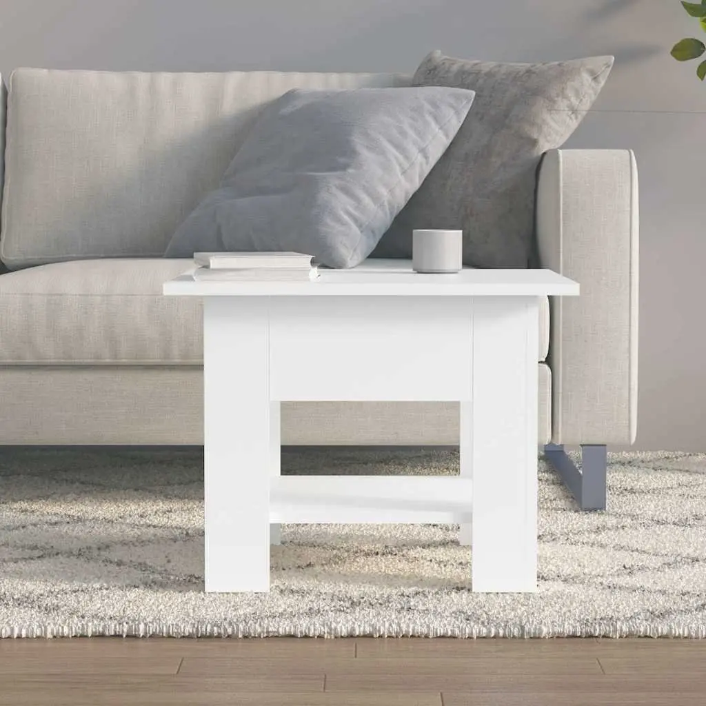 White Coffee Table with Storage Shelf