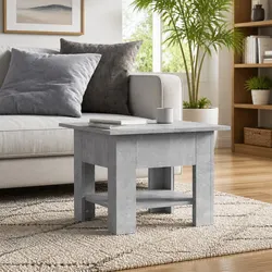 Modern Grey Coffee Table with Storage Shelf 55x55x42cm