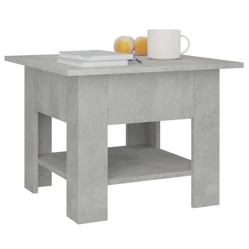 Grey Coffee Table with Storage Shelf 55x55x42cm