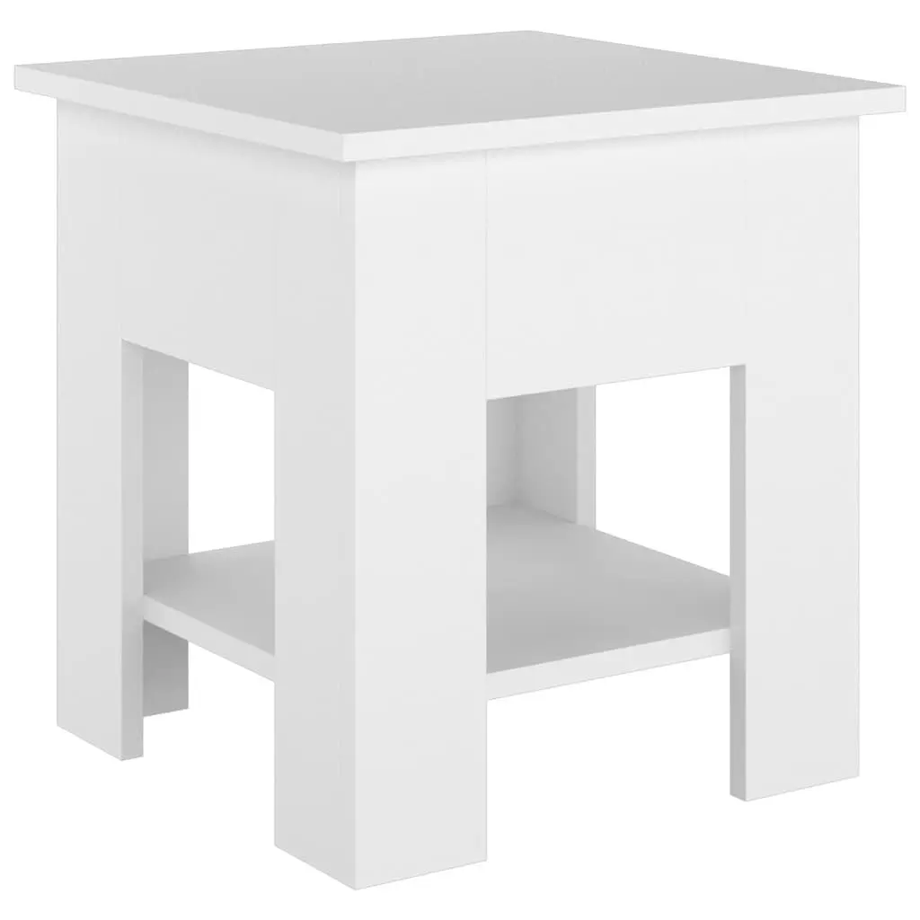 White Coffee Table with Storage Shelf for Living Room