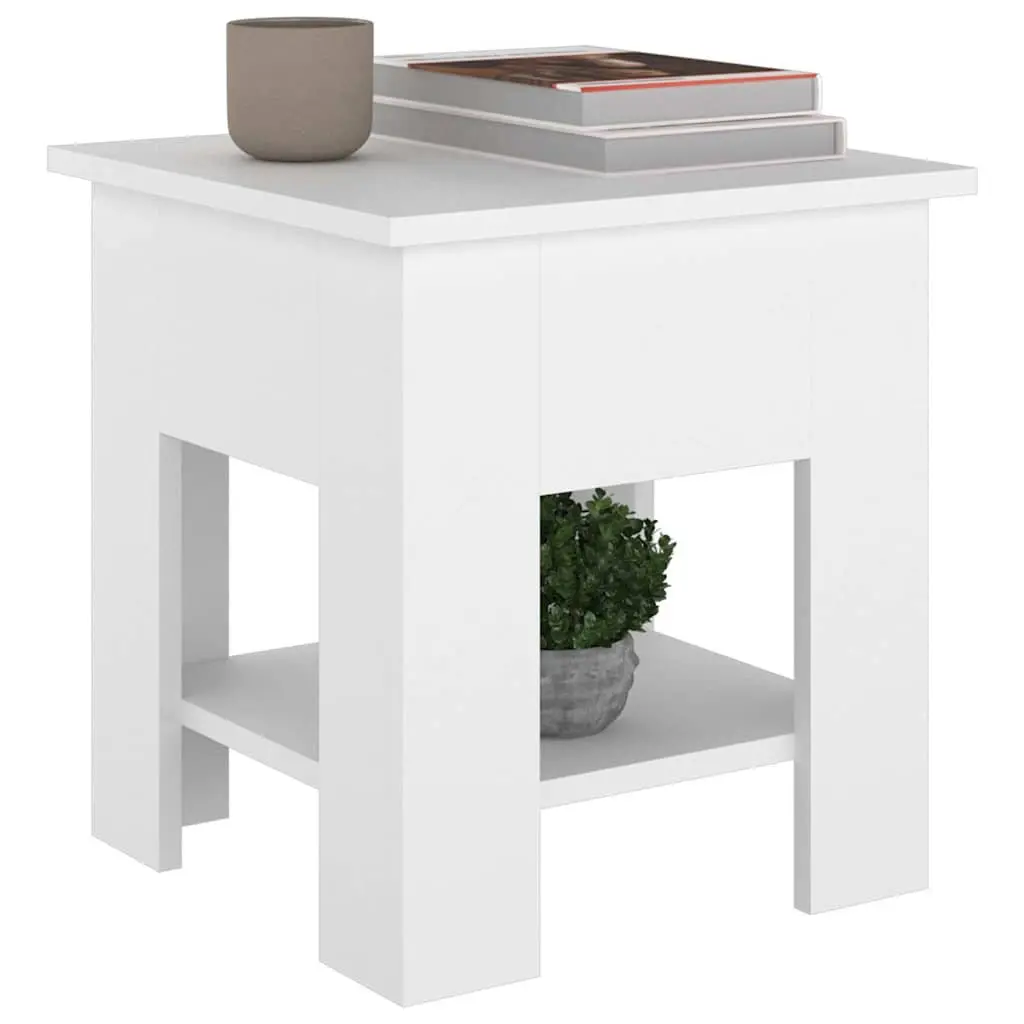 White Coffee Table with Storage Shelf for Living Room