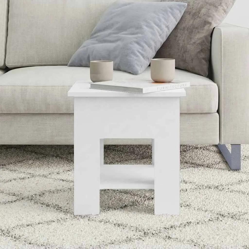 White Coffee Table with Storage Shelf for Living Room