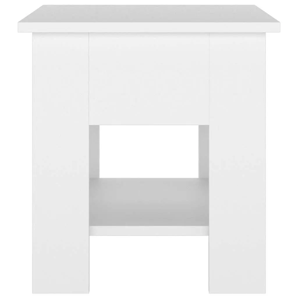 White Coffee Table with Storage Shelf for Living Room