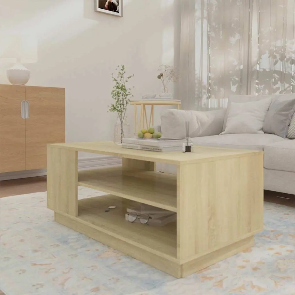 Brown Modern Coffee Table with Sturdy Storage Shelves