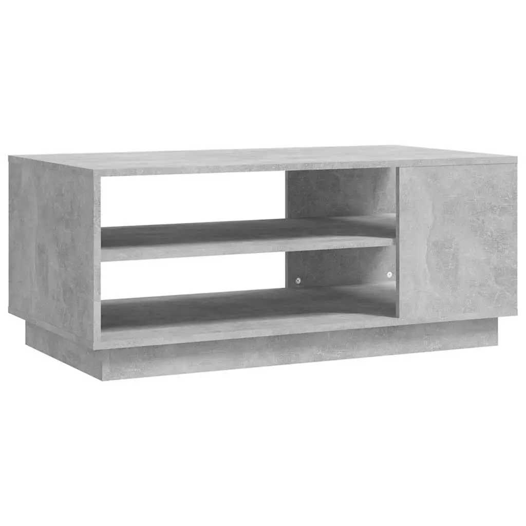 Grey Coffee Table with Modern Storage Shelves