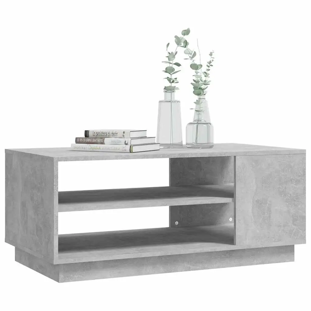 Grey Coffee Table with Modern Storage Shelves