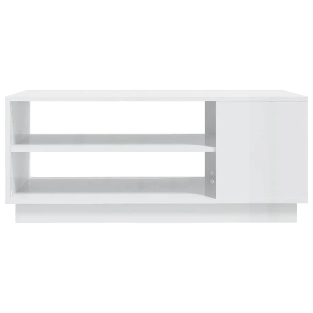 White High Gloss Coffee Table with Storage Shelves