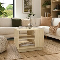 Sturdy Brown Coffee Table with Storage Shelves