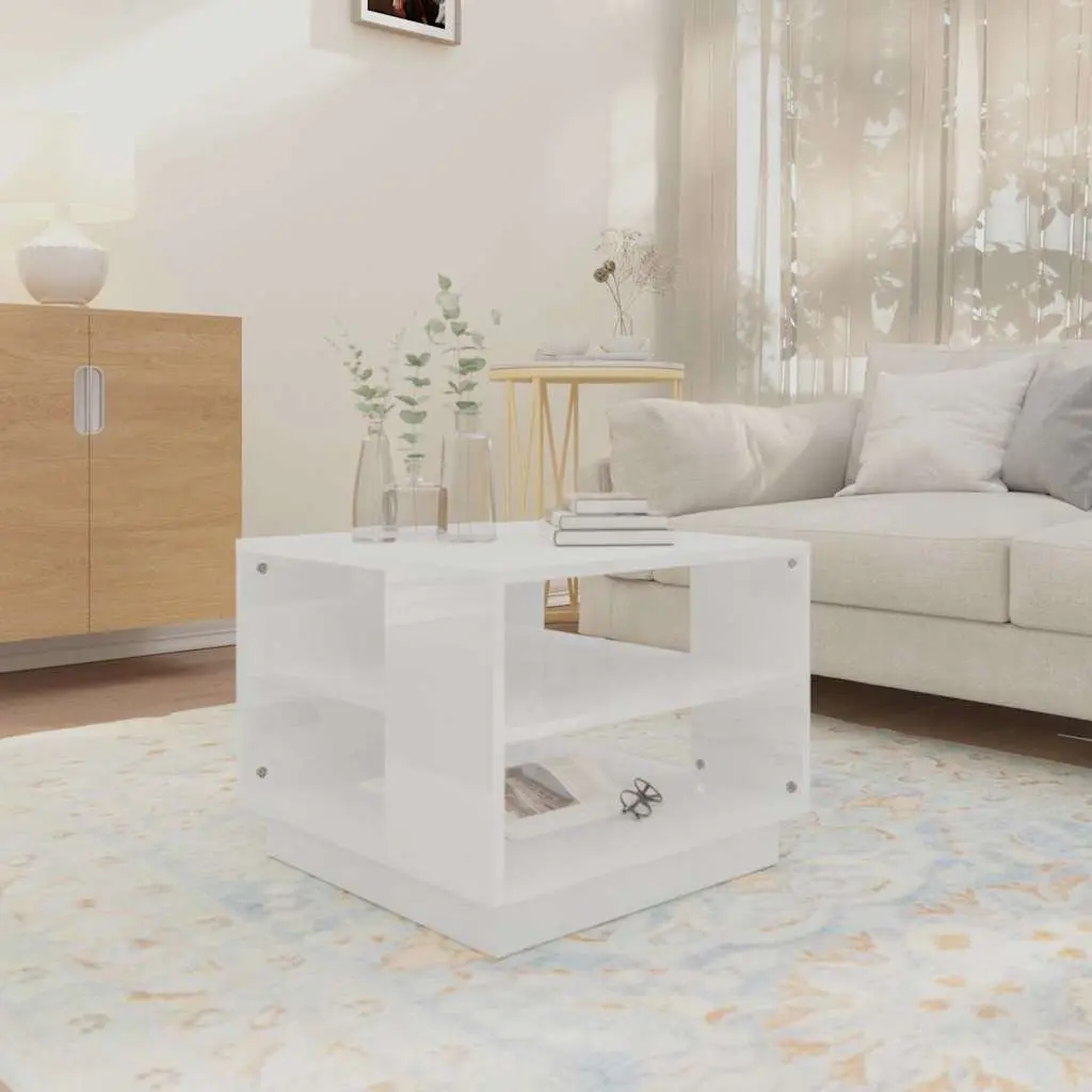 Coffee Table High Gloss White Modern Living Room Storage Accent Furniture