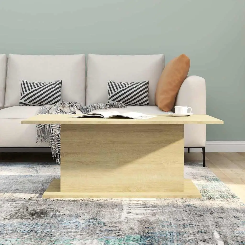 Coffee Table Sonoma Oak Engineered Wood Living Room Accent Furniture Beige