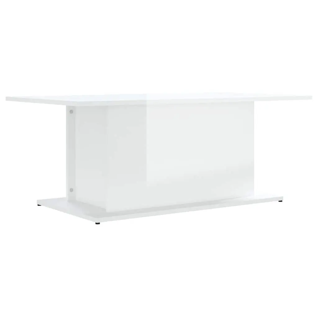 Coffee Table High Gloss White Modern Living Room Accent End Table 102x55.5x40cm