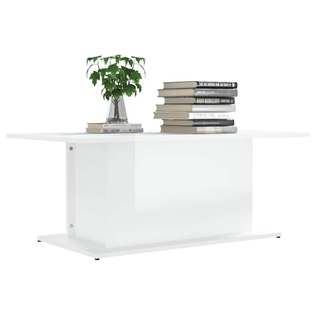 Coffee Table High Gloss White Modern Living Room Accent End Table 102x55.5x40cm