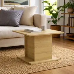 Sturdy Beige Coffee Table in Sonoma Oak Finish 55.5x55.5x40cm