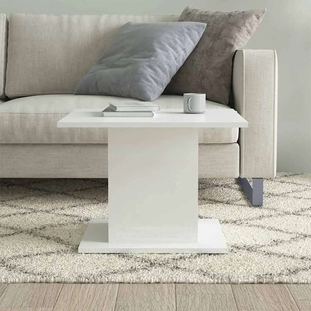Coffee Table Engineered Wood 55.5x55.5x40cm High Gloss White