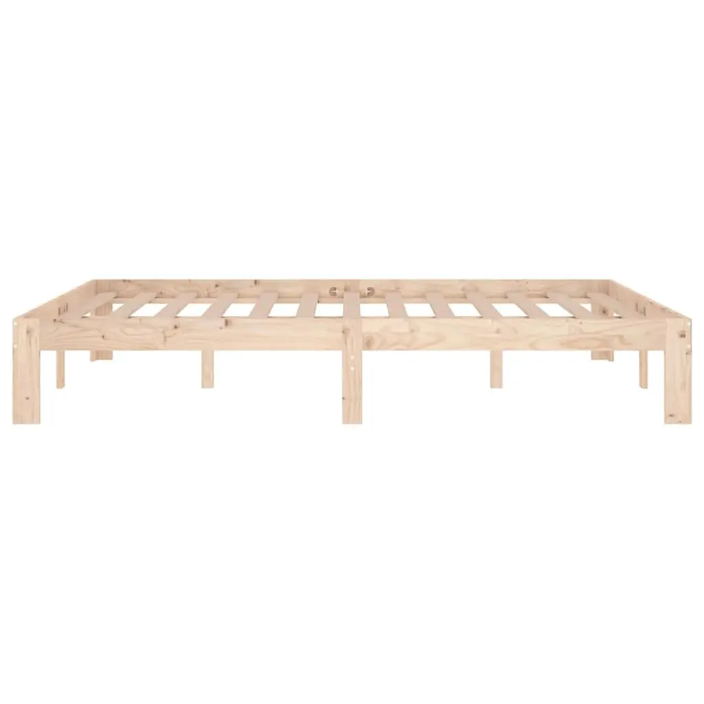 Wooden Bed Frame 135x190 cm Brown Solid Pine Wood Bedroom Furniture Double Size