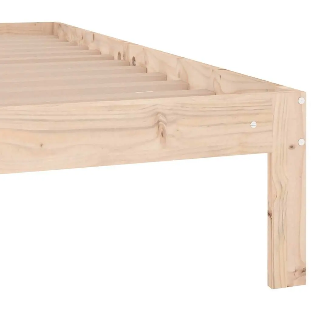 Wooden Bed Frame 135x190 cm Brown Solid Pine Wood Bedroom Furniture Double Size