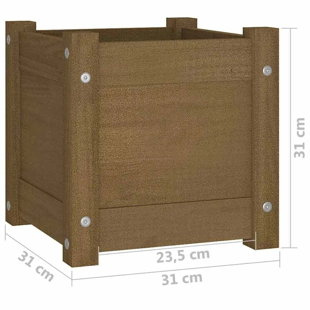 Wooden Planter Box Solid Pinewood 31x31x31cm Brown