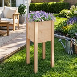 Sturdy Wooden Garden Planter Box 31x31x70 cm